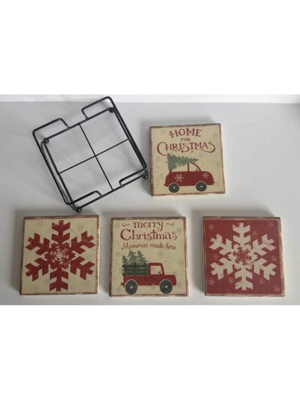 Christmas Coasters Cork Back Christmas Set Of 4